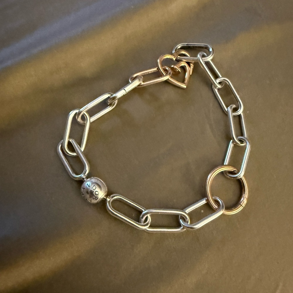 Pandora chain link Silver and Yellow Bracelet